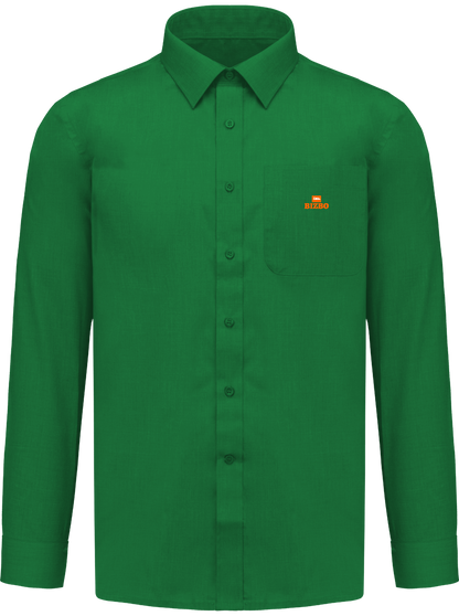 chemise avec manche longue polyester à 65% avec logo orange