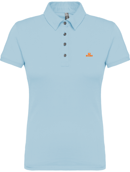 polo jersey femme 100% coton avec logo orange