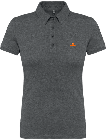 polo jersey femme 100% coton avec logo orange