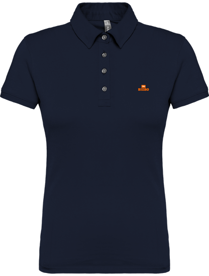polo jersey femme 100% coton avec logo orange