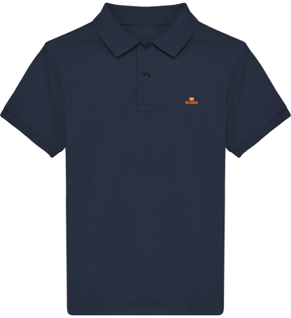 polo lavée pour enfant 100% coton bio avec logo orange
