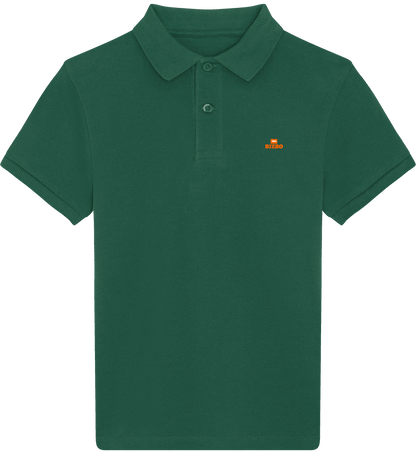polo lavée pour enfant 100% coton bio avec logo orange
