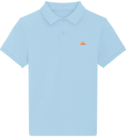 polo lavée pour enfant 100% coton bio avec logo orange