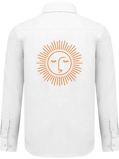 chemise avec manche longue polyester à 65% avec logo orange