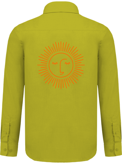 chemise avec manche longue polyester à 65% avec logo orange