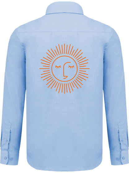 chemise avec manche longue polyester à 65% avec logo orange