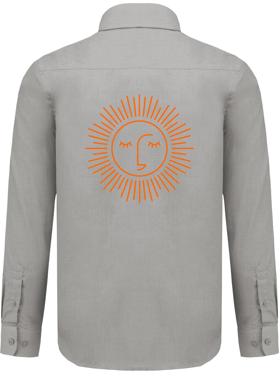 chemise avec manche longue polyester à 65% avec logo orange