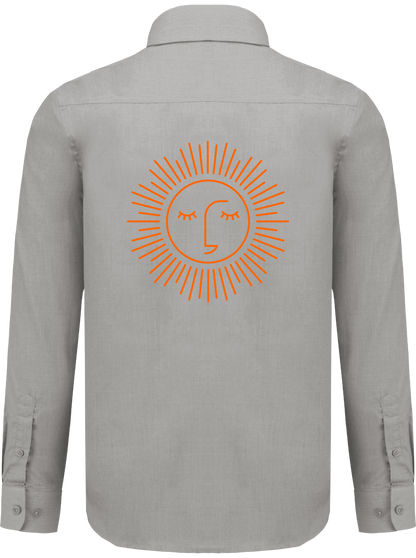 chemise avec manche longue polyester à 65% avec logo orange