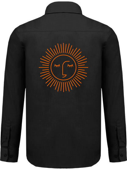 chemise avec manche longue polyester à 65% avec logo orange