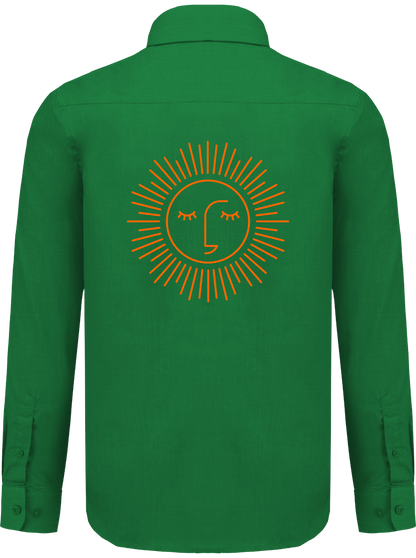 chemise avec manche longue polyester à 65% avec logo orange