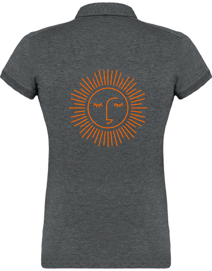 polo jersey femme 100% coton avec logo orange