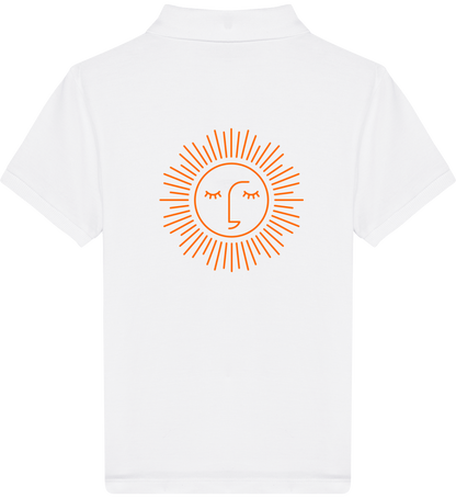 polo lavée pour enfant 100% coton bio avec logo orange