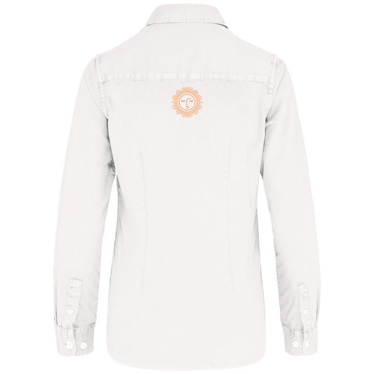 chemise lavée femme avec logo orange 100% coton