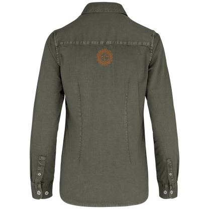 chemise lavée femme avec logo orange 100% coton
