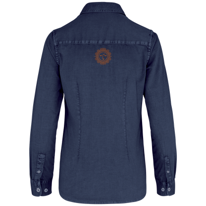 chemise lavée femme avec logo orange 100% coton