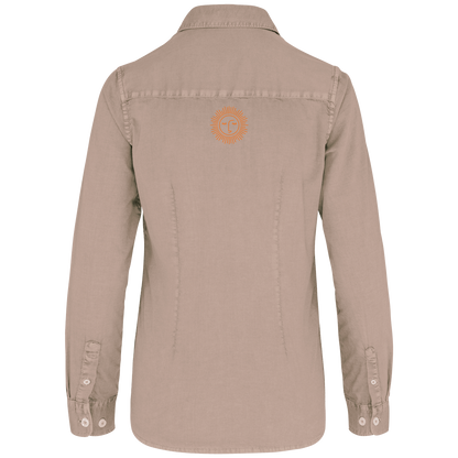 chemise lavée femme avec logo orange 100% coton