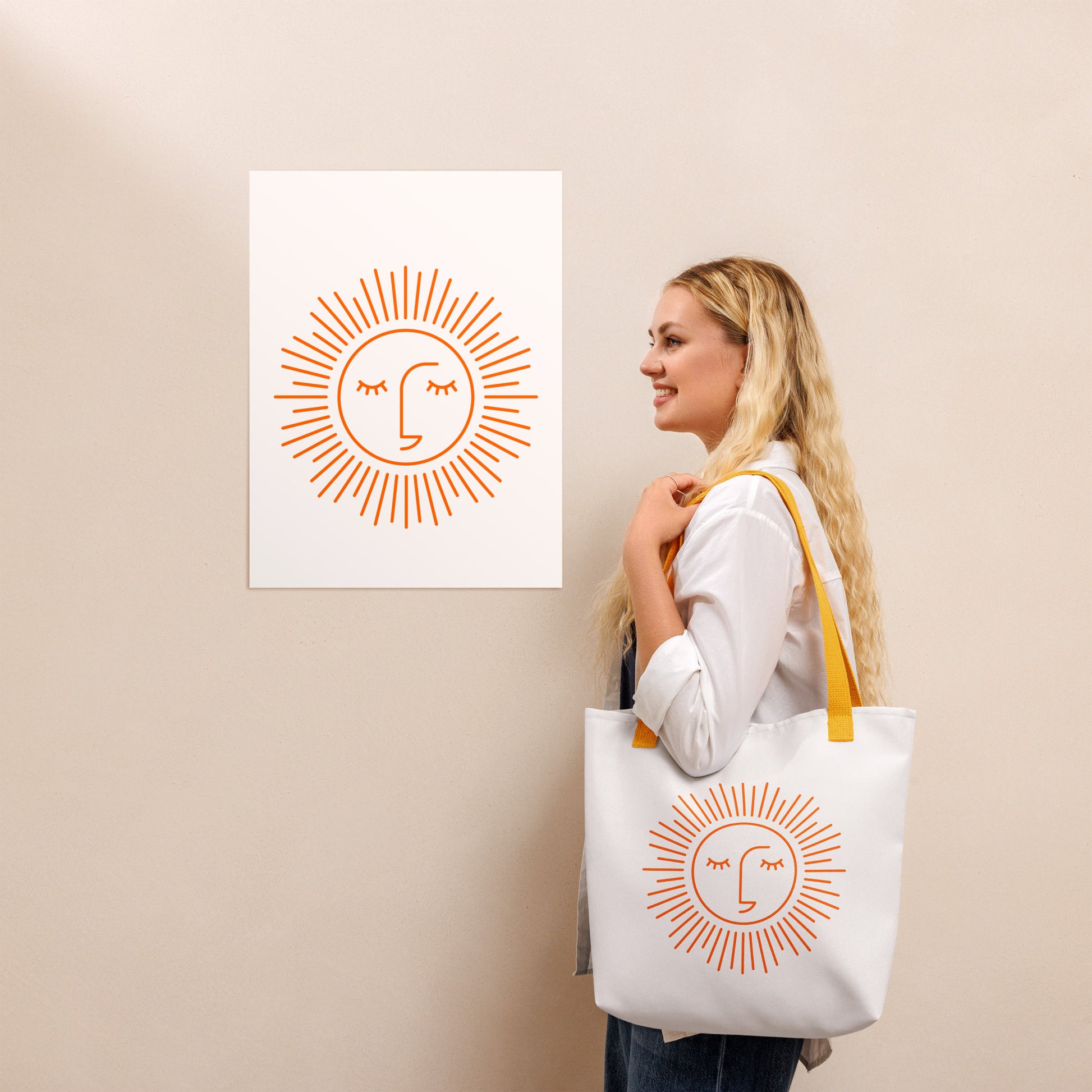 tote bag blanc avec logo orange en Polyester 