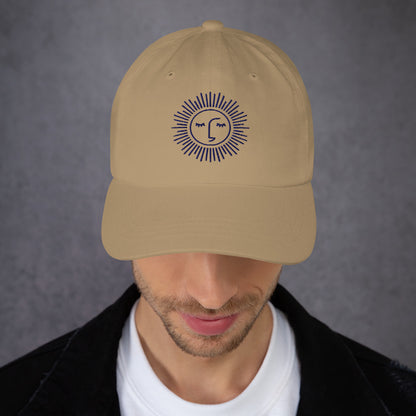 casquette à effet usé en coton avec logo bleu foncé brodé avant et arrière