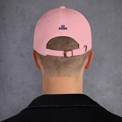 casquette à effet usé en coton avec logo bleu foncé brodé avant et arrière