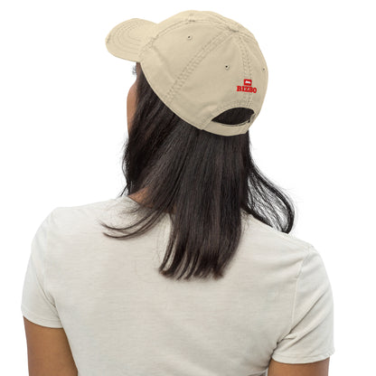 casquette effet usé en coton avec logo rouge