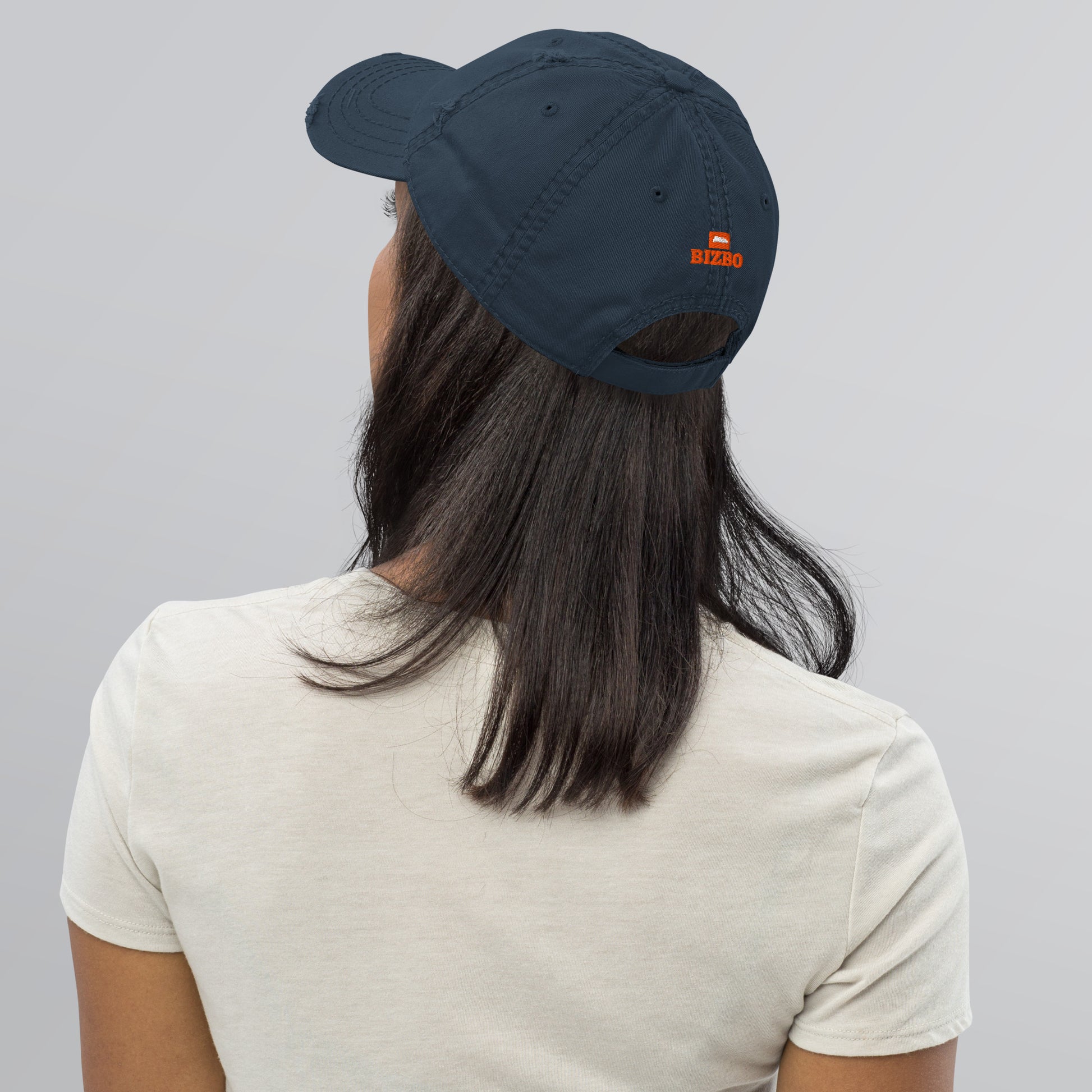 casquette effet usé en coton avec logo orange
