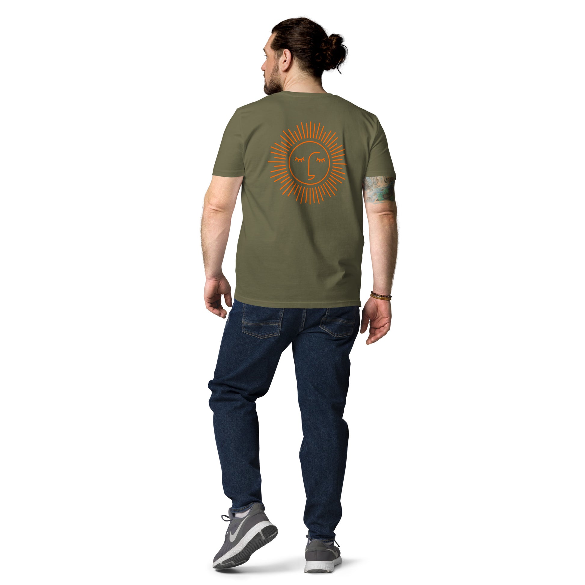 t-shirt unisexe kaki   avec logo orange