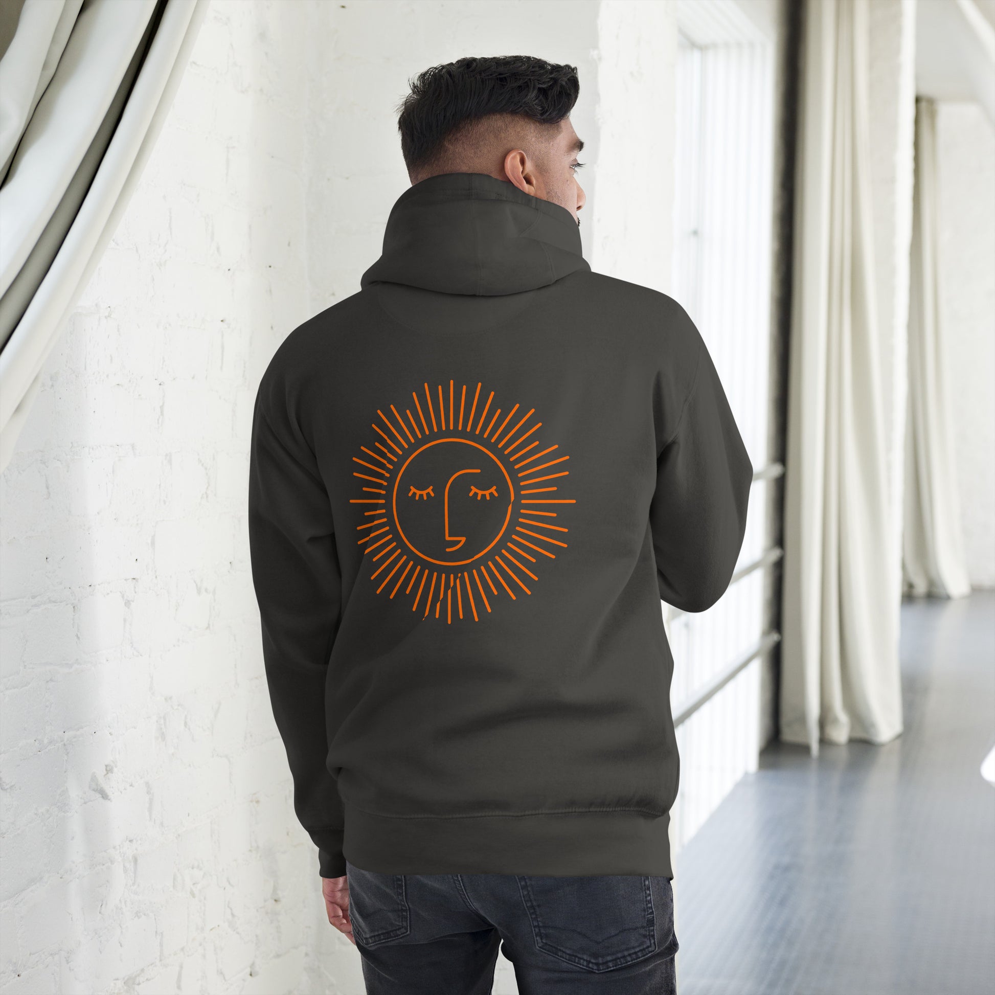 sweat à capuche unisexe logo orange 100% coton