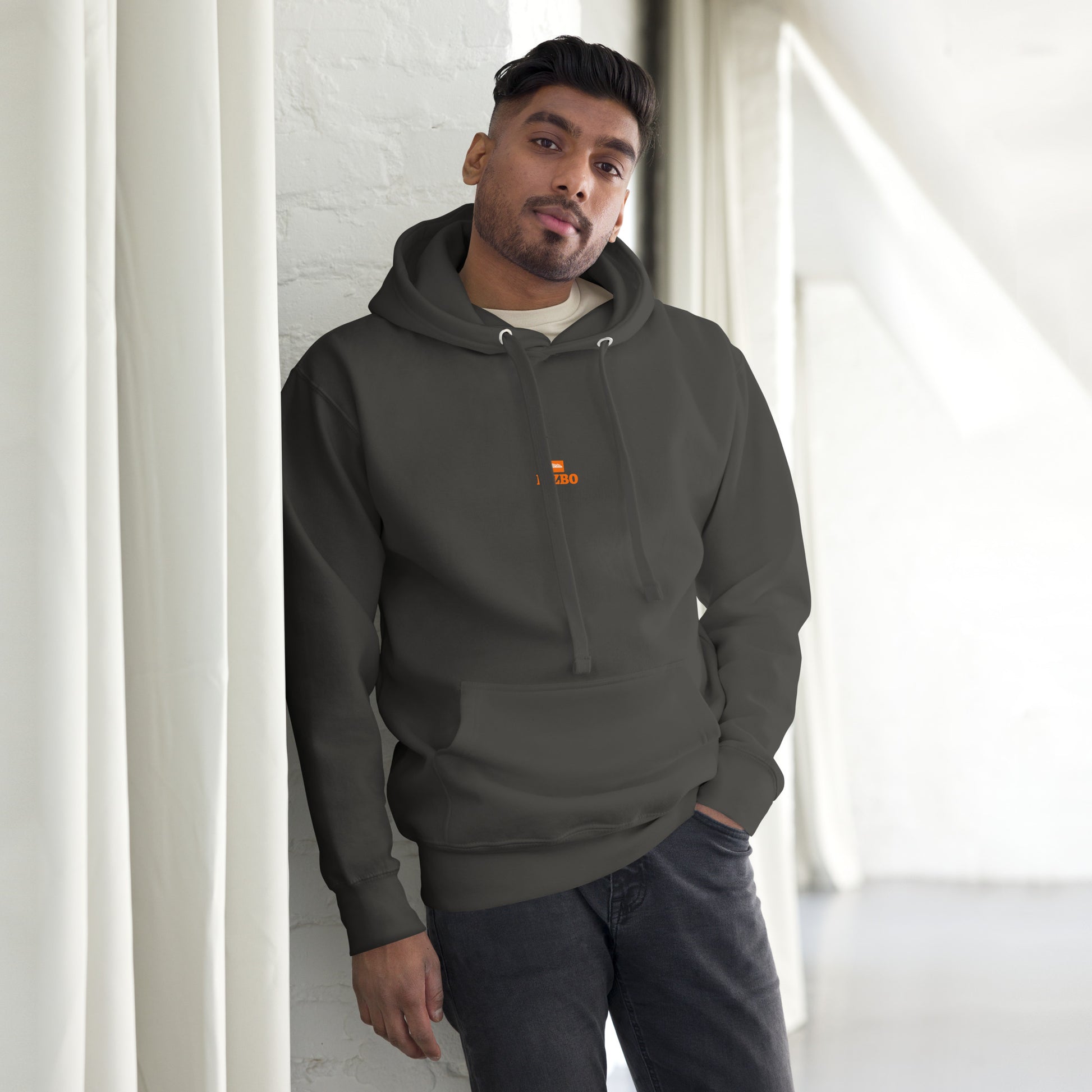 sweat à capuche unisexe logo orange 100% coton